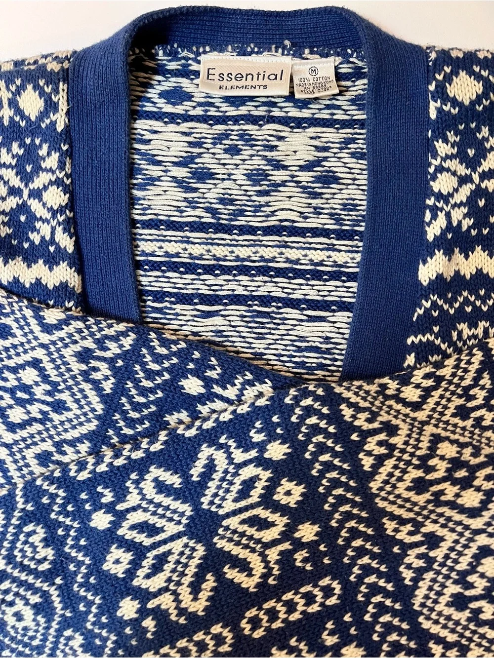 90s Faire Isle Nordic Snowflake Pattern Winter Geometric Cardigan Sweater Cozy